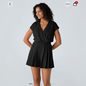 Women's Black Short Sleeve Wrap Romper
